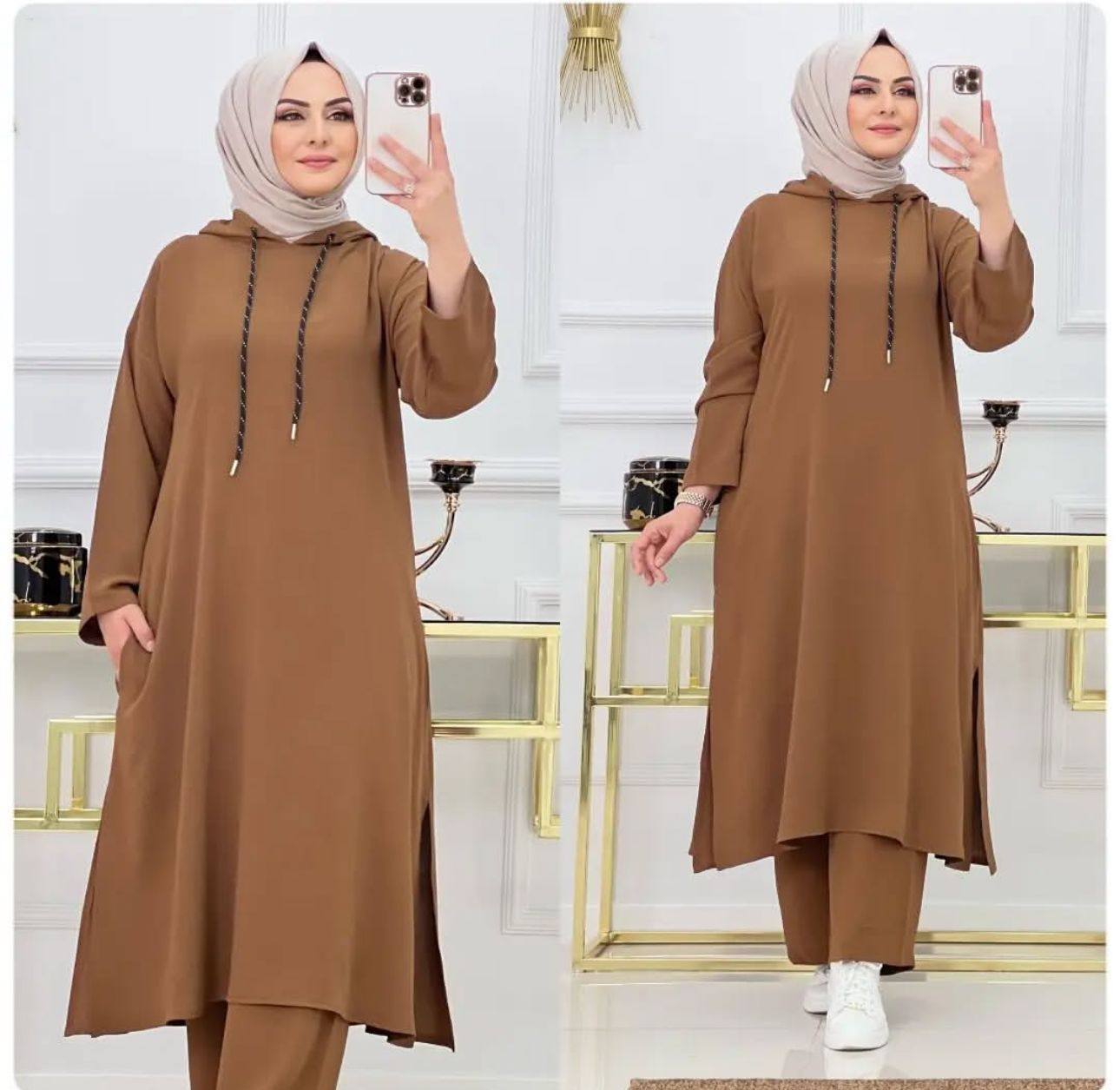 كيطمة طويلة محتشمة – أناقة راقية بثوب مونطوني ليكرا